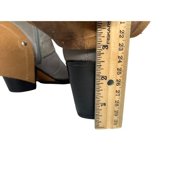 Handmade Leather & Suede Spanish Western Boots Botas de mujer  sz 8 grey & Brown - Picture 13 of 13